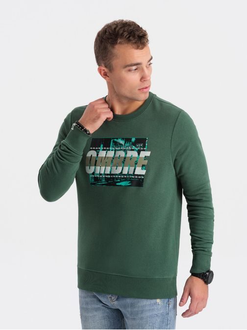 Zelen moški pulover z izrazitim napisom V2 SSPS-0156