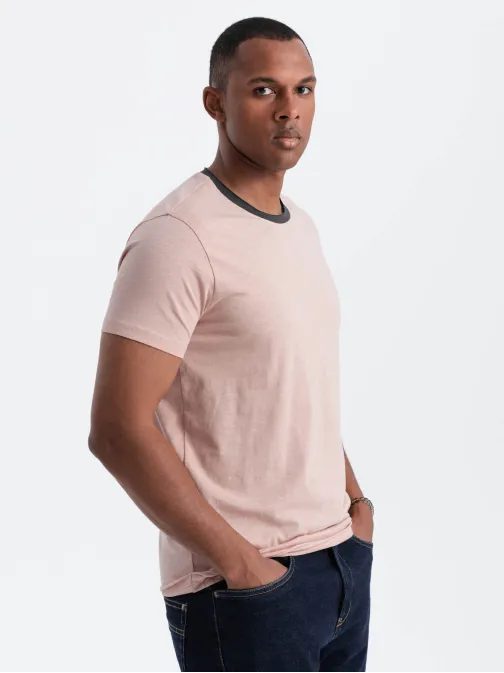 Trendovska rožnata majica brez potiska V5 TSCT-22SS-004