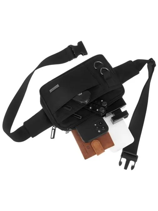 Elegantna črna moška ledvična torbica