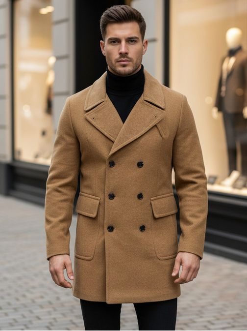 Moški plašč v camel barvi