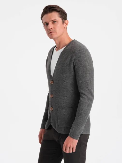 Eleganten grafit meliran kardigan na gumbe V2 SWCD-0109