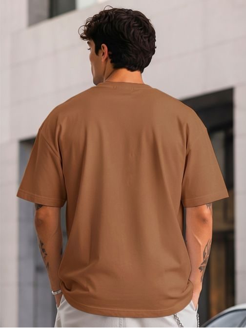Rjava majica oversize brez potiska