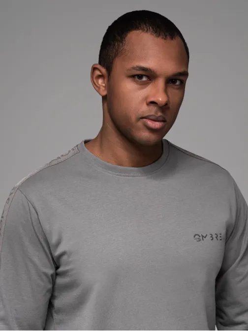 Privlačna siva majica z dolgimi rokavi V5 LSCL-0127