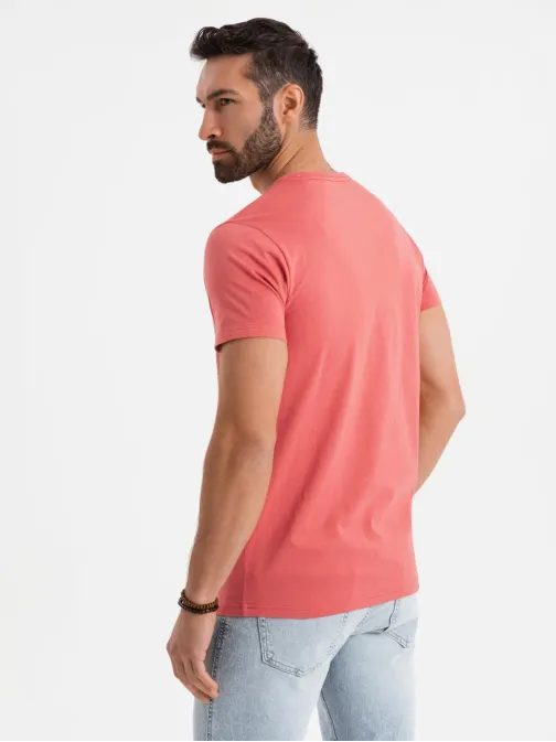 Osnovna koralna bombažna majica z okroglim vratom V17 TSBS-0236