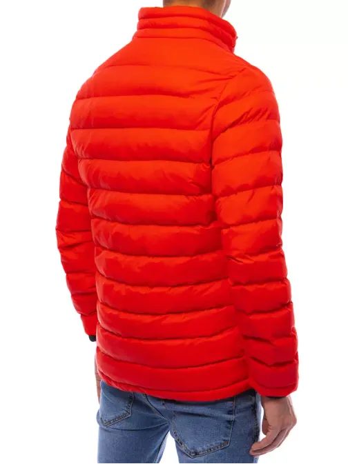 Prešita rdeča jakna brez kapuce