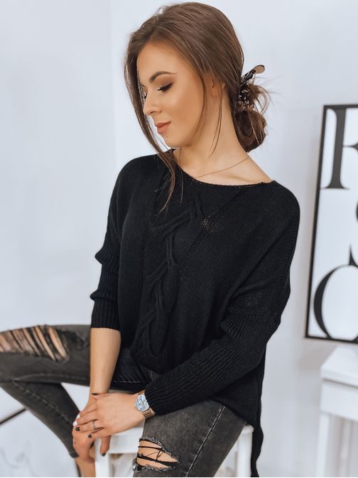 Ženski trendovski pulover Alger v črni barvi