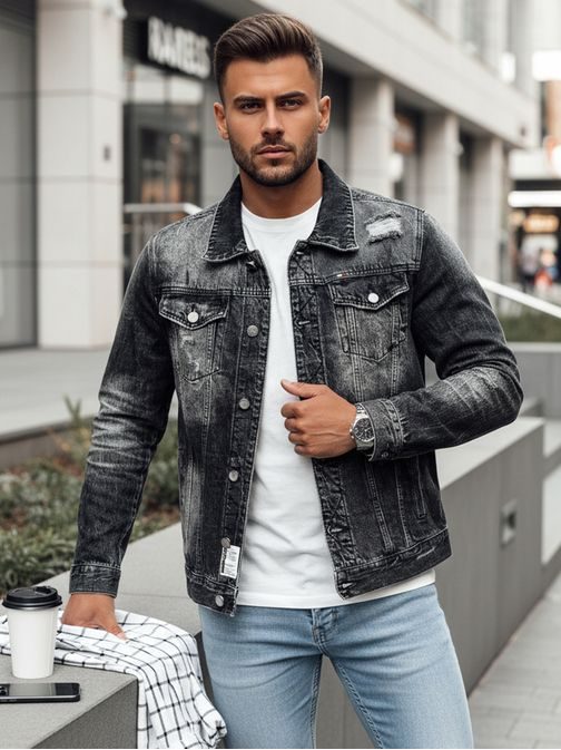 Moderna črna denim jakna