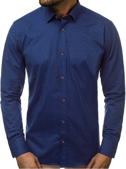 Modra srajca z nežnim vzorcem V/K147