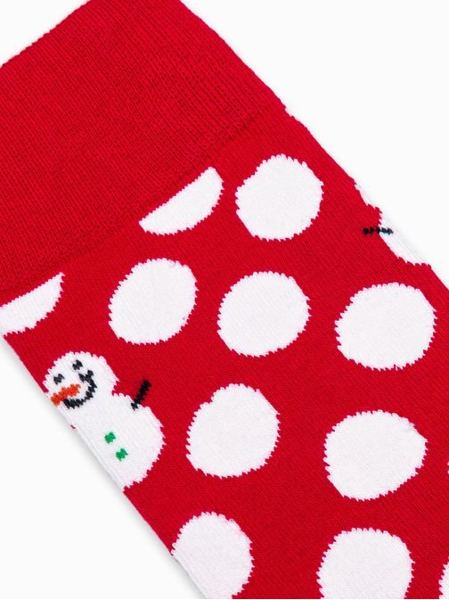 Vesele rdeče nogavice s snežaki U95