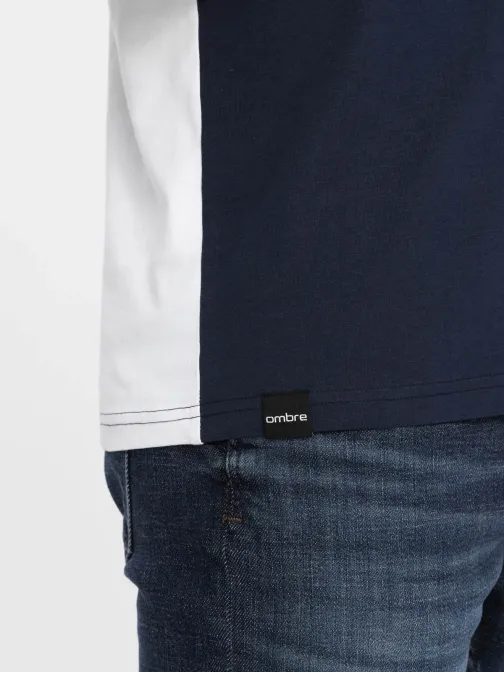 Elegantna belo-modra majica s kratkimi rokavi V3 TSCT-0174