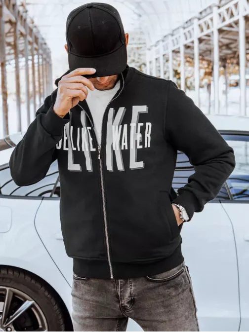 Atraktiven črn pulover s kapuco