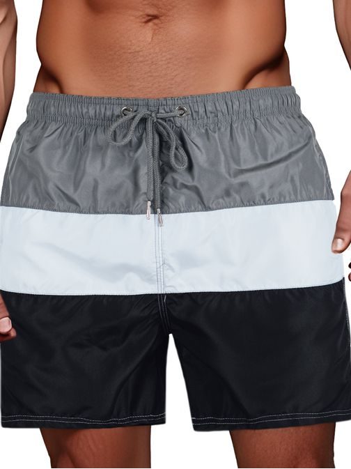 Tribarvne sivo-bele moške kopalke