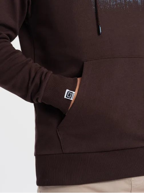 Brezčasen temno rjav pulover s kapuco V2 SSPS-0150