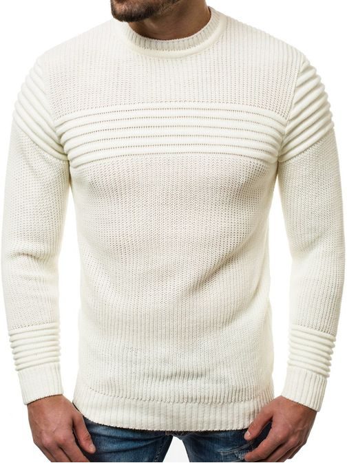 Ecru zanimiv pulover OZONEE O/6011