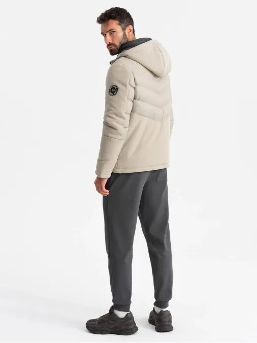 Brezčasna prešita bež moška jakna V4 JALP-0172