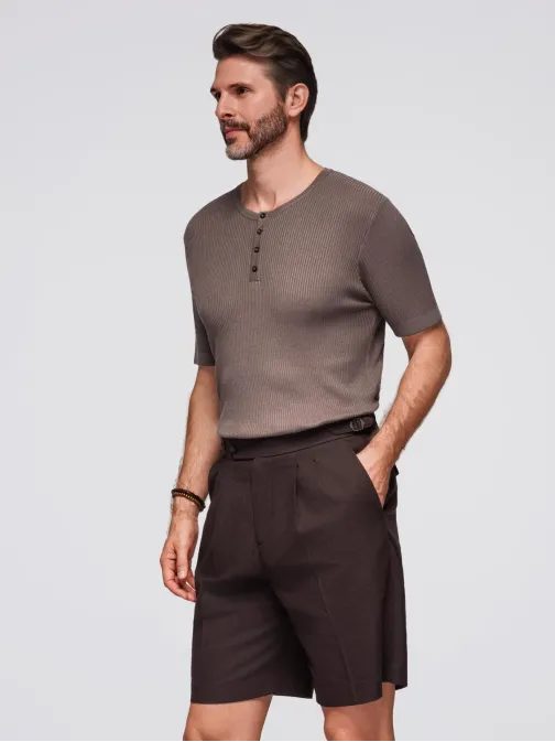 Moška siva pletena majica z gumbi V4 TSCT-0254