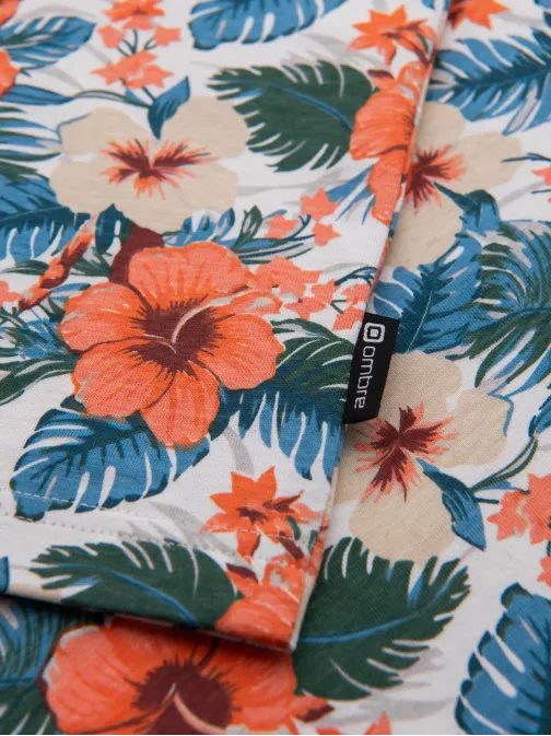 Moška bela majica s cvetličnim potiskom V1 TSFP-0249