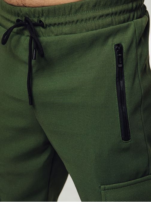 Zelene hlače z žepi za moške