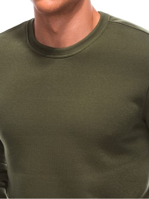 Preprost olivno zelen pulover brez kapuce 22FW-019-V2