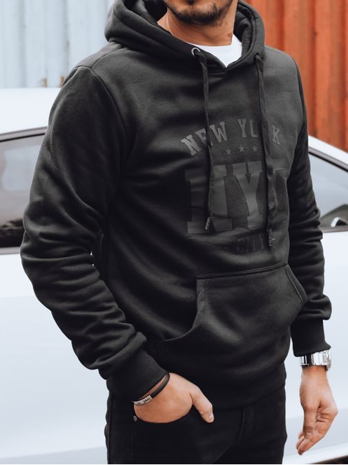 Črna moška majica s kapuco z napisom NYC