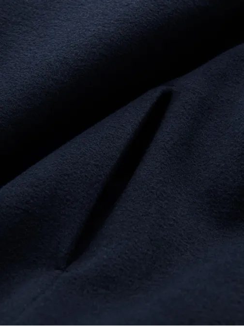 Modni temno moder plašč z visokim ovratnikom V3 COWC-0120