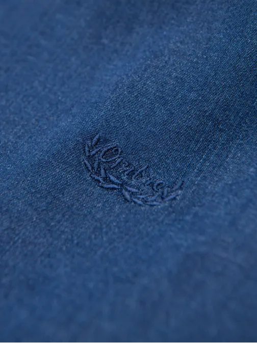 Trendovska temno modra denim srajca z logotipom V1 SHDS-0180