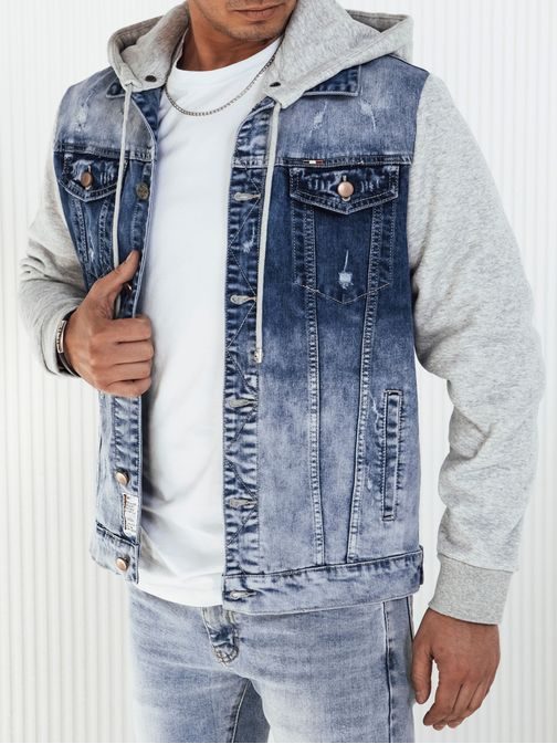 Originalna modra jeans jakna s kapuco
