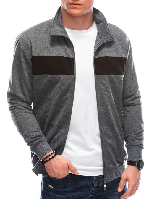 Siv pulover brez kapuce B1558