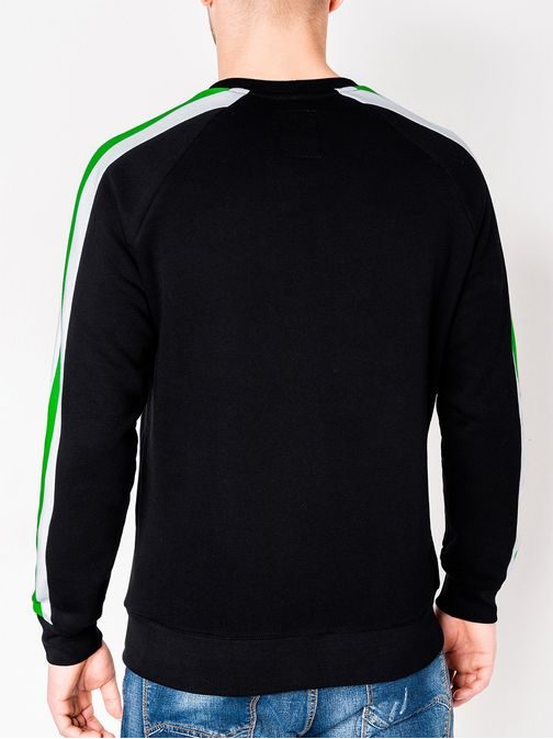 Senzacionalen črn pulover z barvnim trakom b870