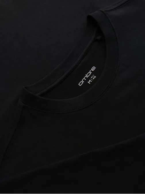 Moška črna majica z dolgimi rokavi in V1 LSPT-0131