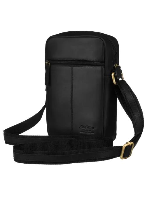 Modna moška črna usnjena torba