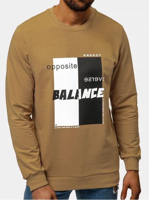 Bež trendovski pulover s potiskom Balance B/21402023