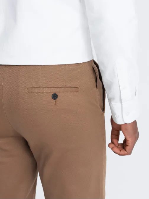 Chinos rjave hlače klasičnega kroja z nežno strukturo V2 PACP-0190