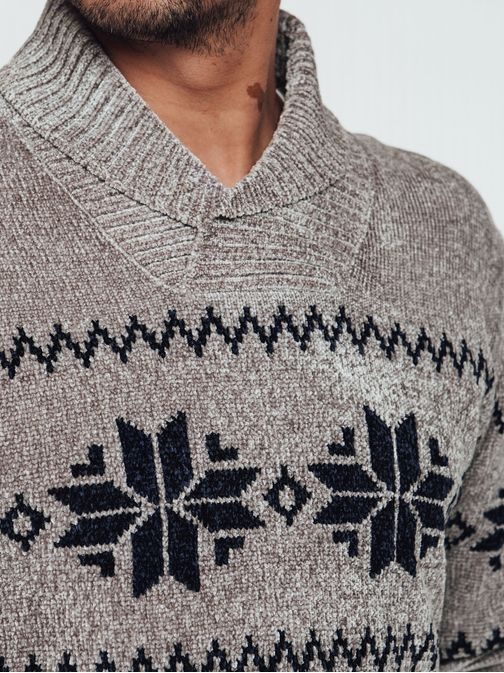 Modni krem pulover v severnem motivu