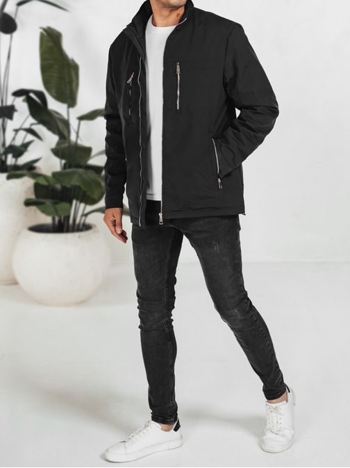Črna prešita moška jakna za prehodno obdobje