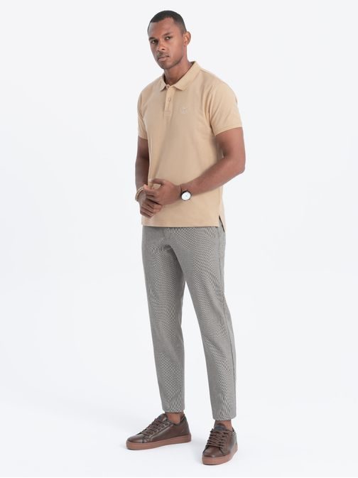 Preprosta bež polo majica S1374