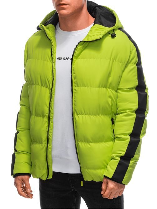Prešita zimska jakna v barvi limete V9 EM-JAHP-0101