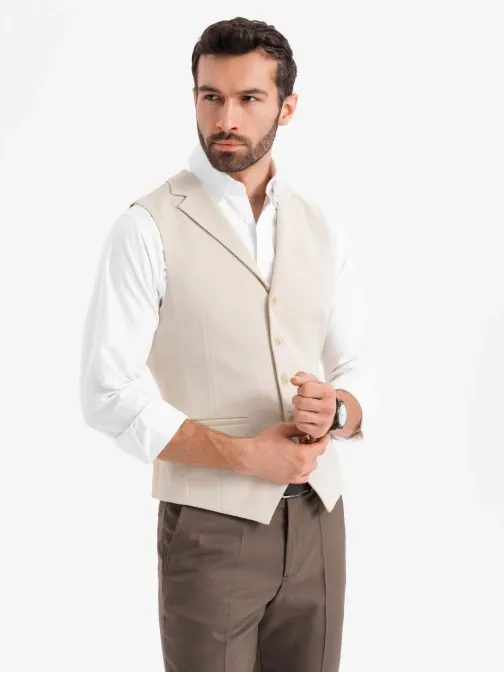 Eleganten bež moški telovnik V2 BLZV-0145