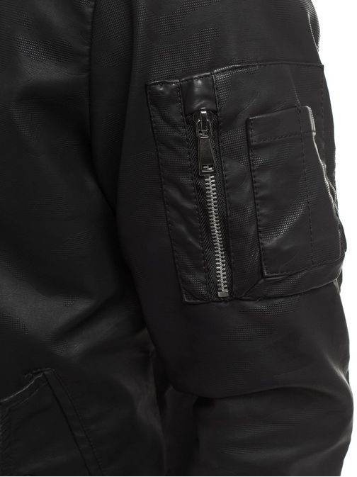 Črna jakna iz umetnega usnja NATURE 5161/18