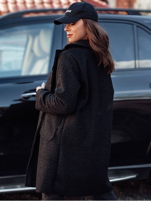 Ženski oversized črn dolg plašč Baralite