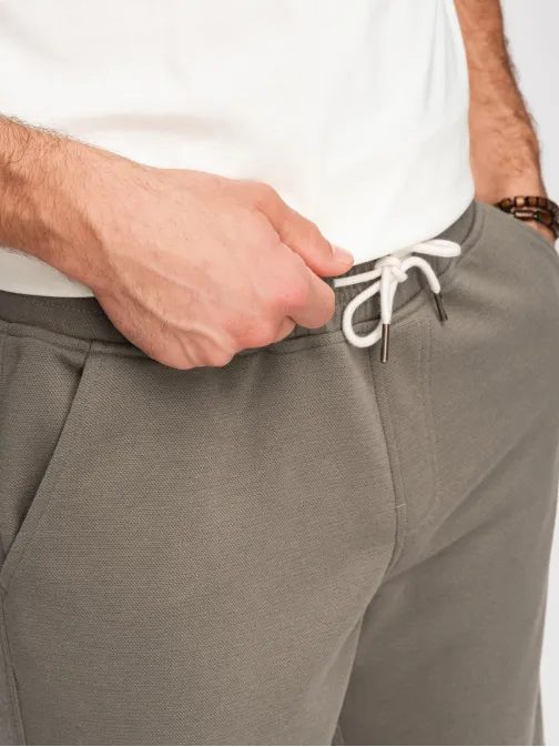 Pletene moške kratke hlače v barvi kaki V4 SRSK-0124