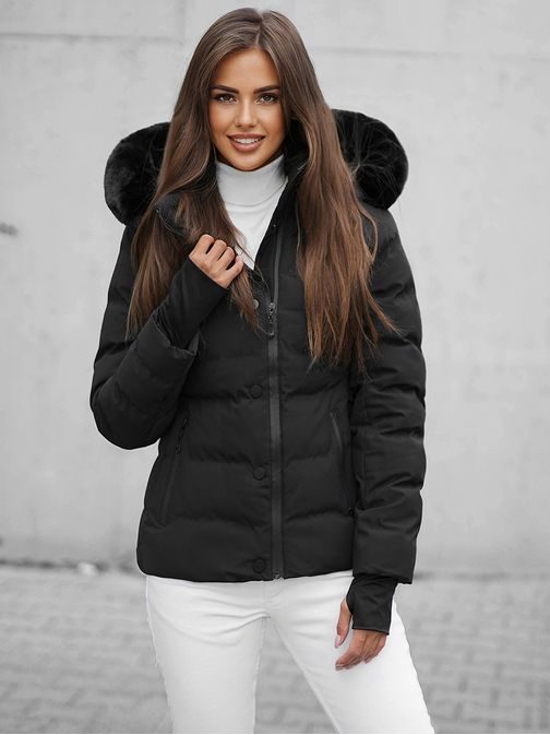 Črna ženska bunda stilskega izgleda JS/M770/392Z