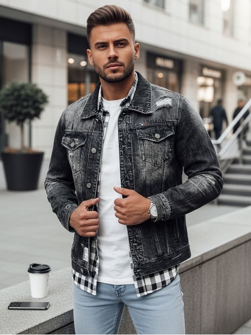 Moderna črna denim jakna