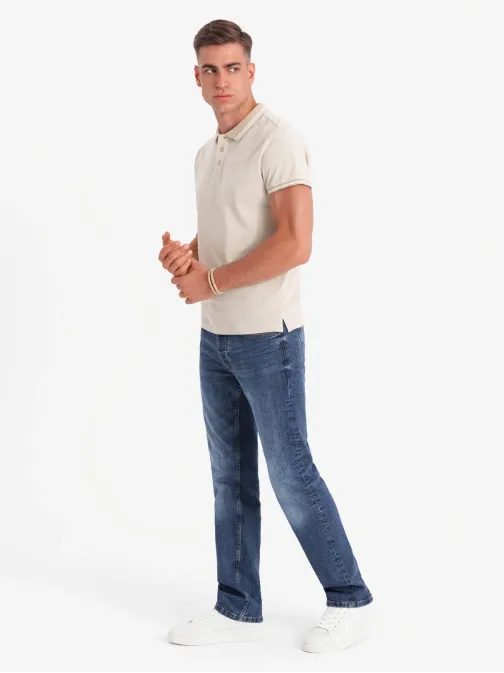 Peščena polo majica s kontrastnim ovratnikom V4 POSS-0109