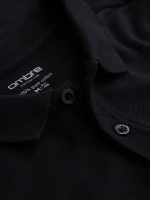 Črna polo majica z dolgimi rokavi V2 POBL-0162