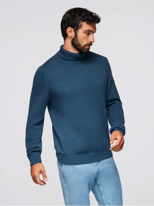 Moški pleteni rolo v temno modri barvi V2 SWTN-0163