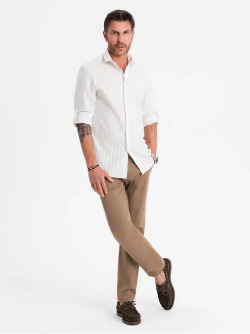 Temno bež hlače chinos z drobno teksturo V2 PACP-0184