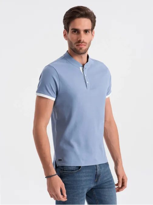 Udobna trendovska modra polo majica V3 TSCT-0156