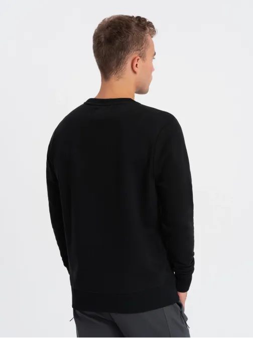 Črn moški pulover z izrazitim napisom V3 SSPS-0156