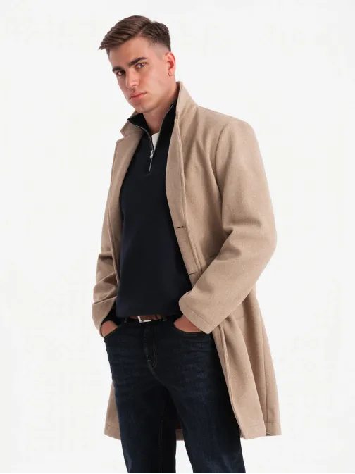 Bež enovrsten plašč V7 COWC-0104